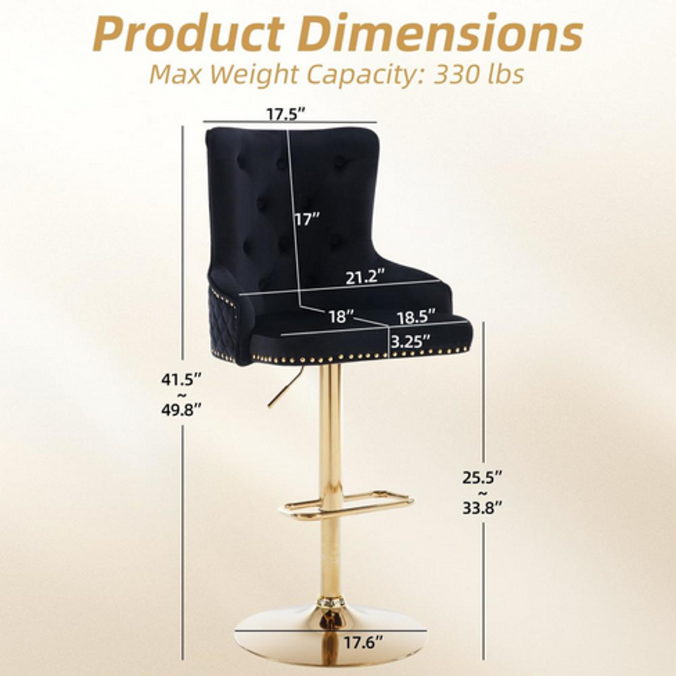 CHARLES (ZB-7136) BLACK/GOLD BARSTOOL